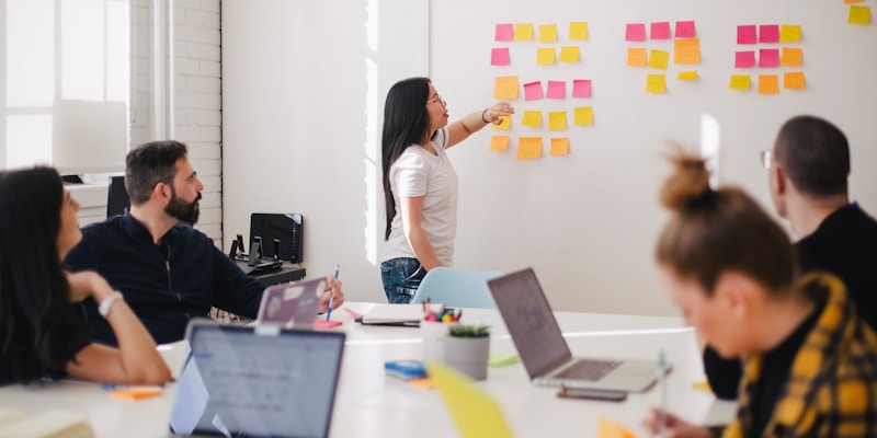 Creative marketing team collaborating in a studio